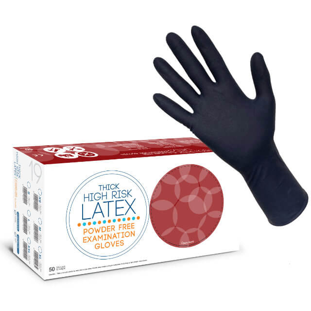 ASAP Thick High-Risk Latex Gloves, Electric Blue - 50 Pack