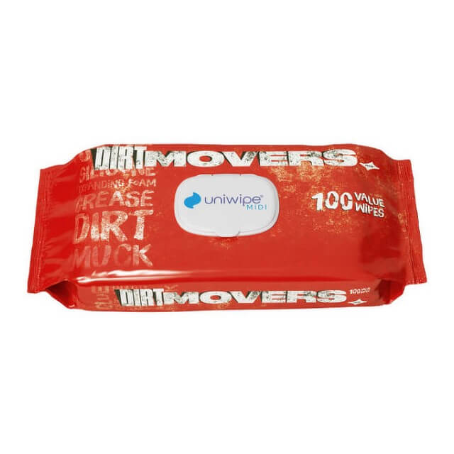 1061 Uniwipe Dirtmovers 100 Dirt & Muck Cleaning Wipes
