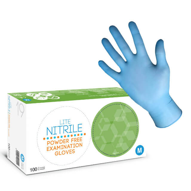 Powder Free Light Nitrile Gloves | EN374 & EN455 100 Pack - S, M, L, XL