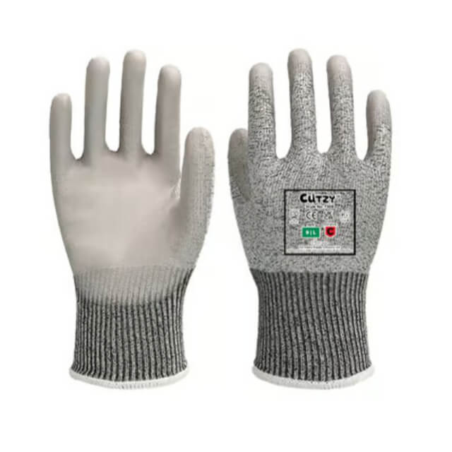 Cutzy Grey Safety Cut Resistant Gloves, S-XL - ISO Cut Level C