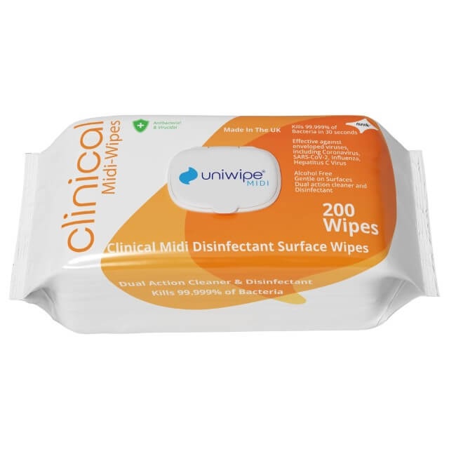 1020 Uniwipe 200 Clinical Anti-Bacterial & Anti-Viral Disinfectant Wipes