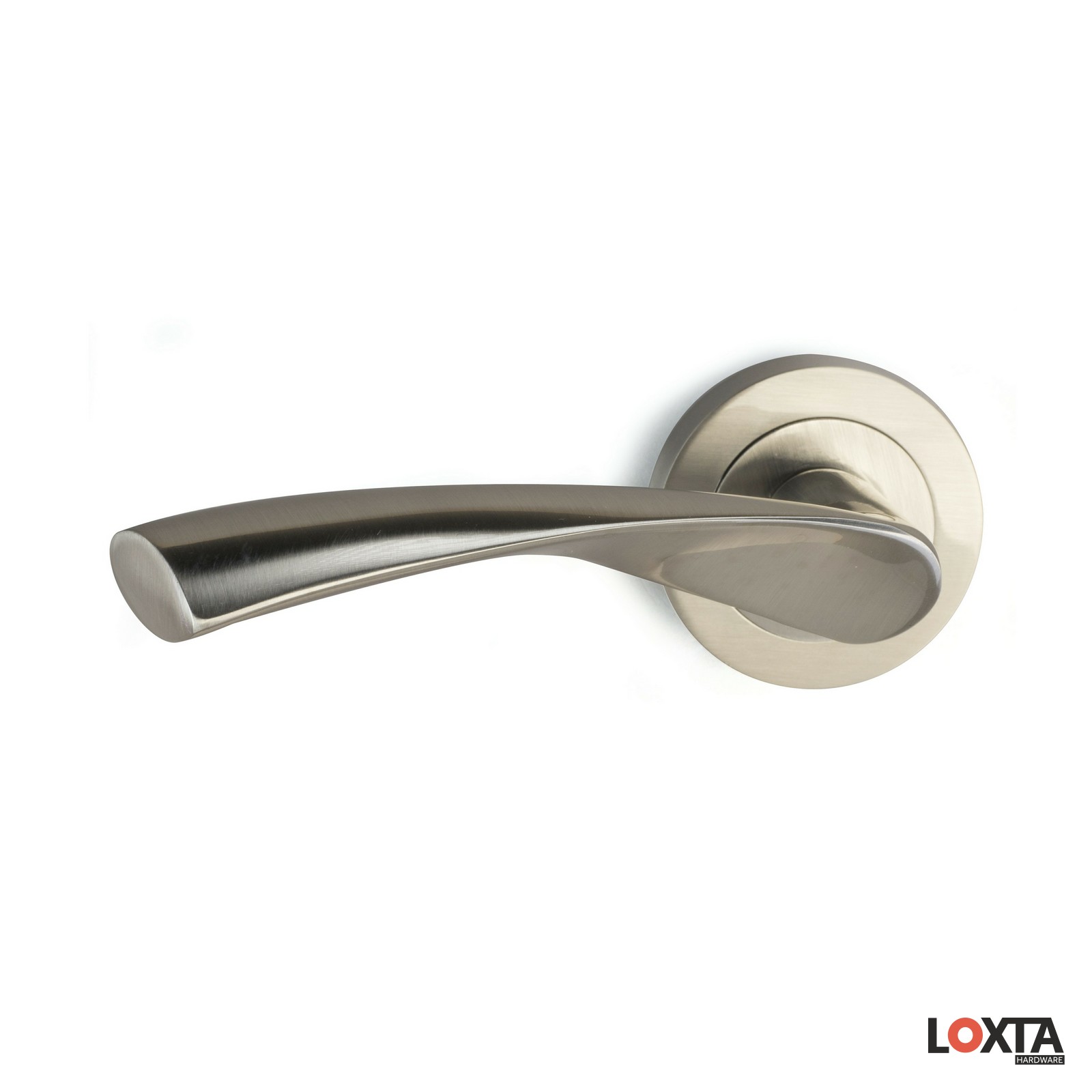 LT30010 Visby Door Handle on Round Rose, Hot Forged