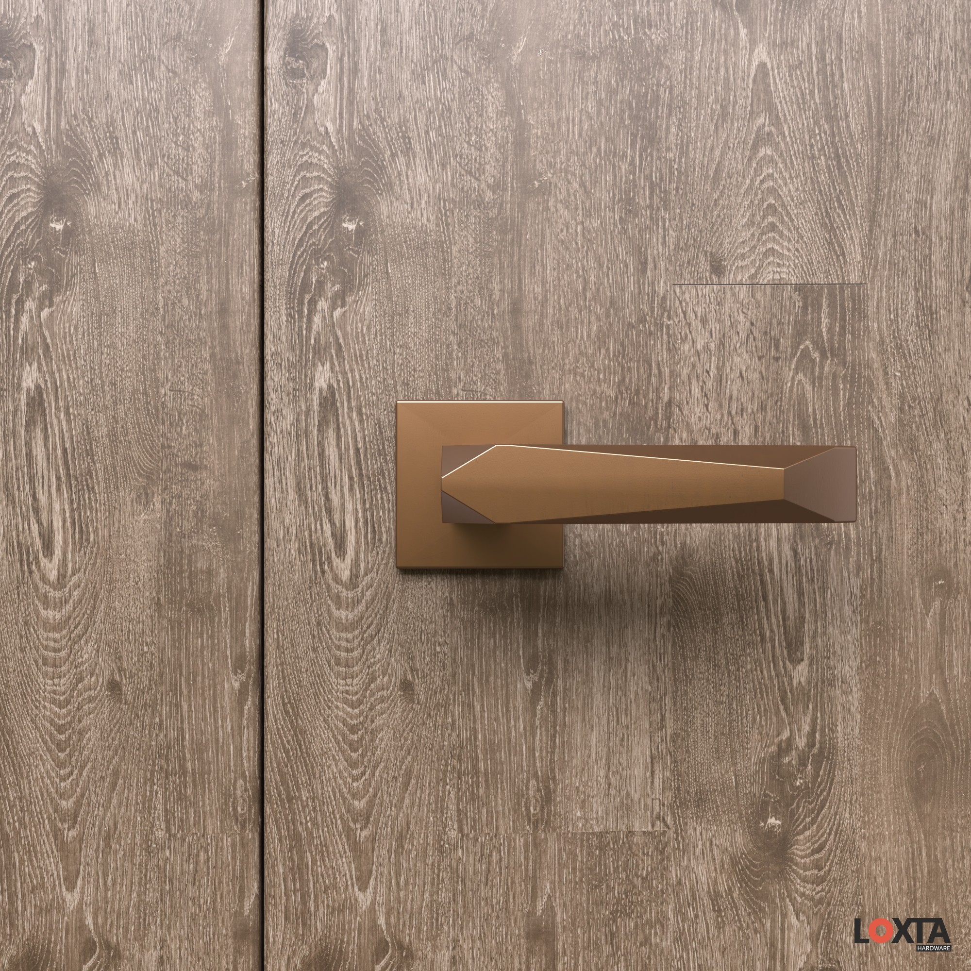 MY69511 Hamilton Luxury Door Handle on Square Rose, Hot Brass